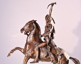 Frederic Remington &quot;Scalp&quot; Lost Wax Bronze Sculpture Statue ~ 3 Sizes