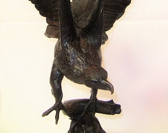 Eagle, Finest US Lost Wax Bronze Sculpture Signed Jules Moigniez ~ Regular Size 32"H