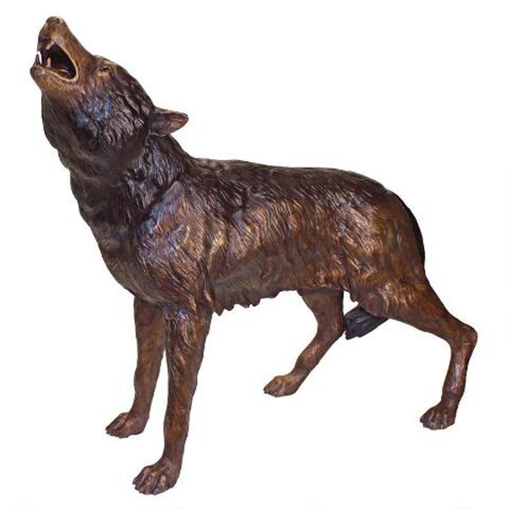 The Howl of the Wild Wolf Cast Bronze Garden Statue Etsy