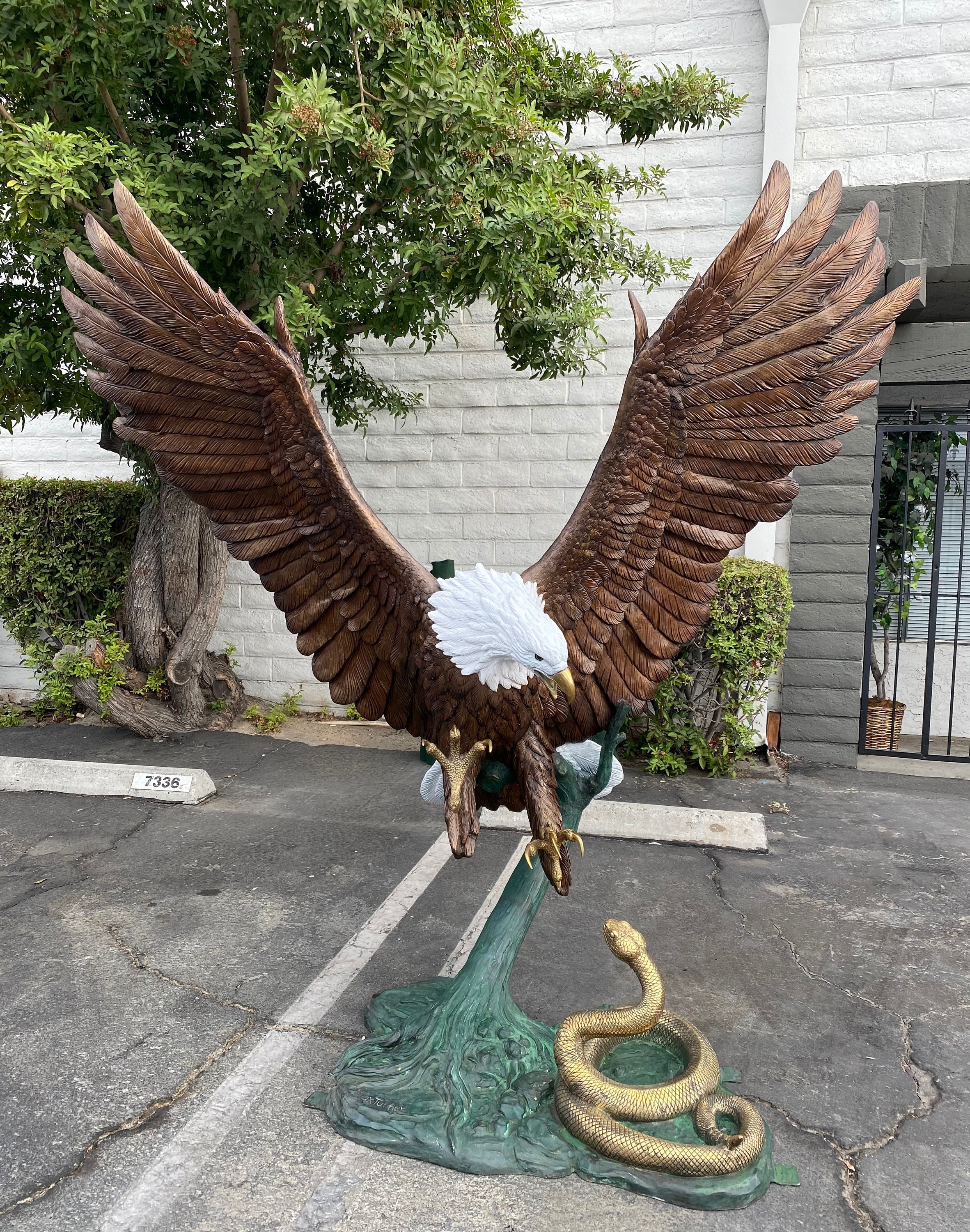 Eagle With Snake, Bronze Sculpture by Max Turner- Heroic Size