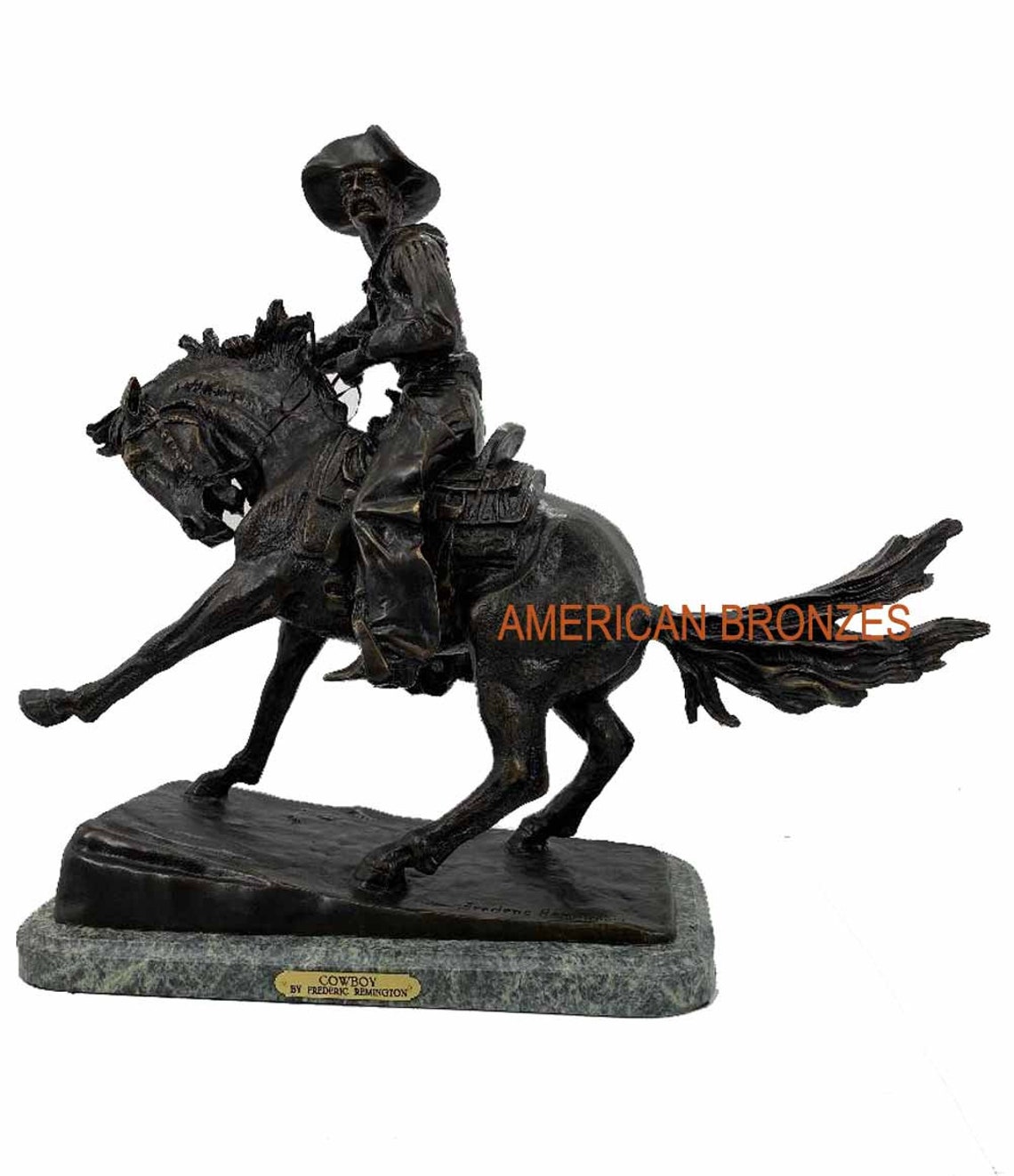 American Bronzes the Cowboy by Frederic Remington Lost Wax Bronze