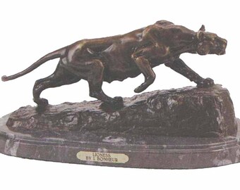 Lioness, Finest US Lost Wax Bronze Statue signed Bonheur