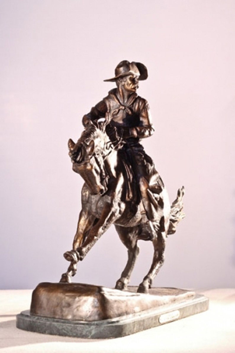 Frederic Remington Cowboy Finest US Lost Wax Bronze Statue Sculpture 5