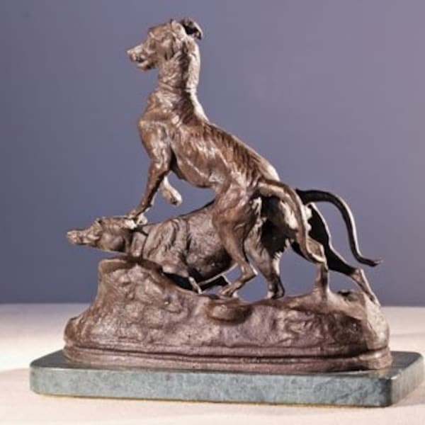 Two Terriers Collectible Dog Pair Lost Wax Bronze Sculpture Statue By P.J. Mene