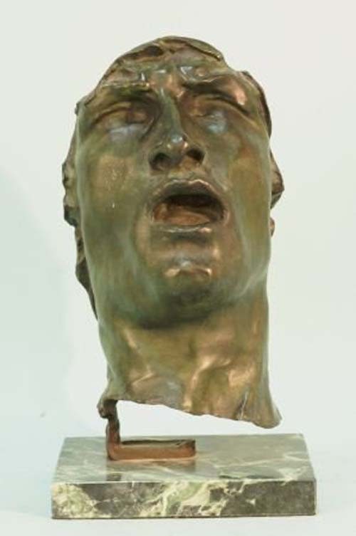 Rodin's Mask of Sorrow finest US Lost Wax Bronze Sculpture Signed