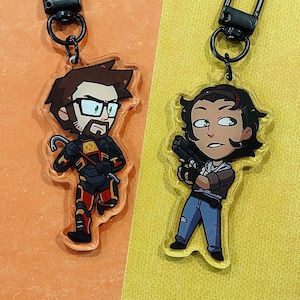Gordon Freeman & Alyx Vance 2.5 Inch Acrylic Charms Keychains (Half Life 2)