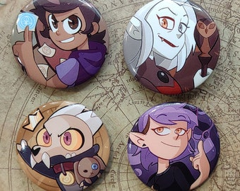 Luz, Eda, King, and Amity 1.25 Inch Button Set (The Owl House)