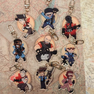 Double-Sided Mercenary Class Charms (2.5 - 3 Inches) Fanmade Acrylic Charm Keychains (Team Fortress 2)