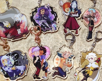 Lumity, Hunter, Eda, Lilith & Hooty, Collector, Raine Whispers, Vee, Titan Luz Double-Sided 3-Inch Acrylic Charms Keychains (The Owl House)