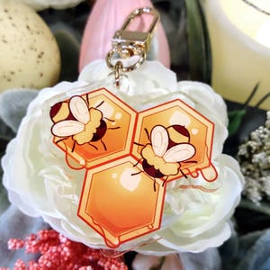 Honeybees Keychain - 2 Inch Semi-Transparent Acrylic Charm
