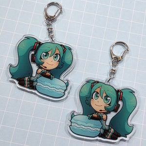last chance!! || Macaron Miku - 2.5 Inch Acrylic Charm Keychain (Vocaloid Virtual Singer)