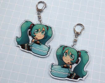 last chance!! || Macaron Miku - 2.5 Inch Acrylic Charm Keychain (Vocaloid Virtual Singer)