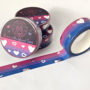 ラストチャンス！LGBT+バイセクシャルプライド装飾シルバー箔和紙テープ15mm×10m - ジャーナリング整理用マスキングテープBujo LGBTQクィア