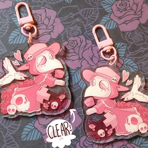 plague doctor witch - 2.5 inch transparent acrylic charm keychain