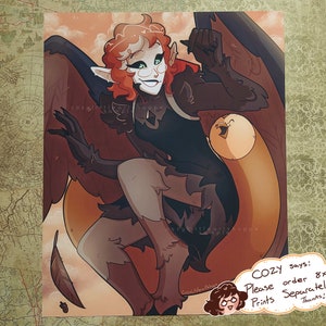 harpy lilith & hooty - 8 x 10 inch original matte wall art print (the owl house)