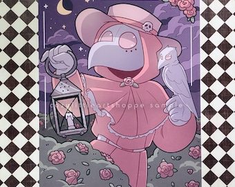 pastel plague doctor 8 x 10 matte wall art print