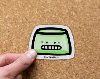 Green Jello Mold Blob Face • Illustrated Vinyl Sticker