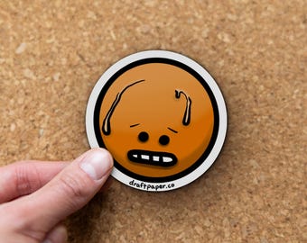 Nervous Sweating Orange Face • Illustrated Vinyl Sticker