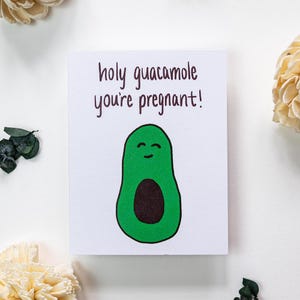 Hälsningskort • Helig guacamole, du är gravid • Illustrerad handskriven graviditets-babyshower-strössel