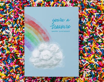 You're a Treasure Illustrated Rainbow-verjaardagskaart