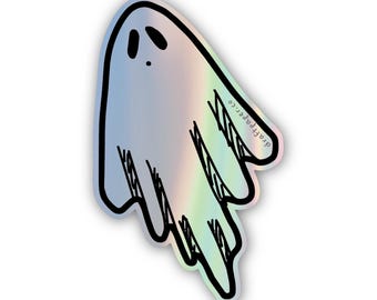 Curious Ghost • Illustrated Holographic Vinyl Sticker