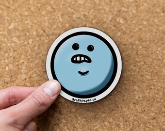 Blue Face Biting Lip • Illustrated Vinyl Sticker