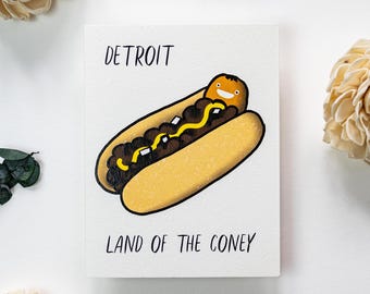 Wenskaart • Detroit Land of the Coney • Verjaardag Hallo gewoon omdat