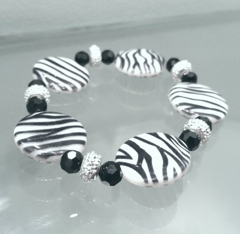 Zebra Print Beaded Bracelet Etsy