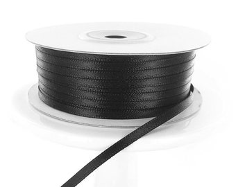 Black 1/16"  Satin  Ribbon Spool 100 yards