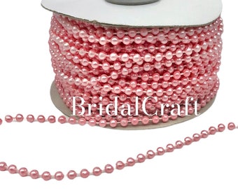 Light Mauve 4mm Pearls  Craft Wedding Decorations Trim 24yds Spool Roll