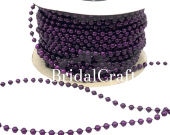 Dark Purple Plum 4mm Pearls  Craft Wedding Decorations Trim 24yds Spool Roll