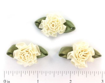 12PC Pink 2/" Satin Ribbon Rose Flower DIY Wedding Bridal Bouquet 50mm
