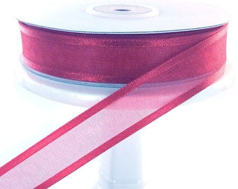 38mm 25-50 YARDS 7mm WOVEN EDGE ORGANZA RIBBON 15mm LEMON YELLOW 25mm