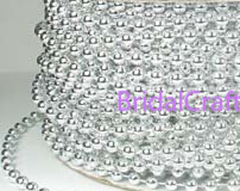 Silver 4mm Pearls  Craft Wedding Decorations Trim 24yds Spool Roll