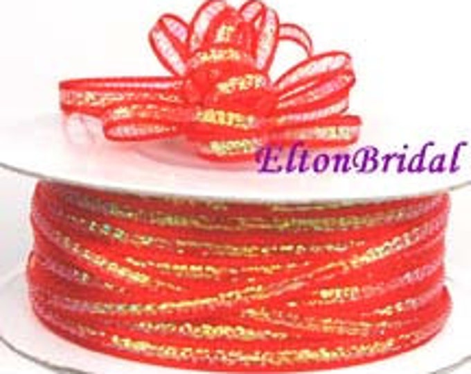 50 Yds Iridescent Red 1/8 Pull String Ribbon Wedding Decorations Bow Etsy
