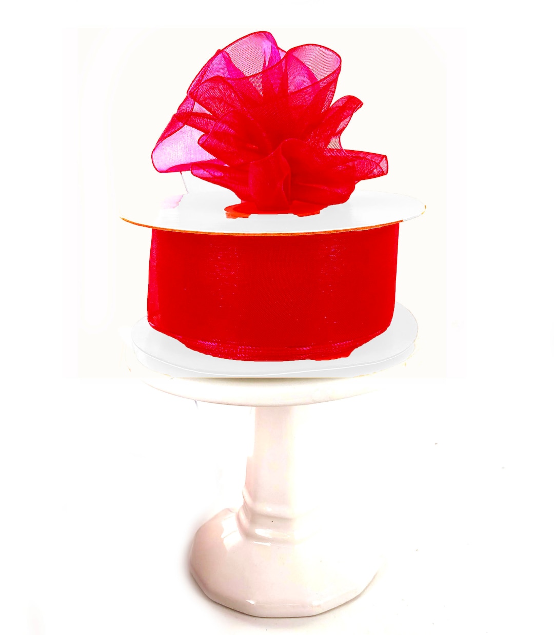 Red Organza 1.5 38mm Pull String Ribbon Ruffled Bows Etsy