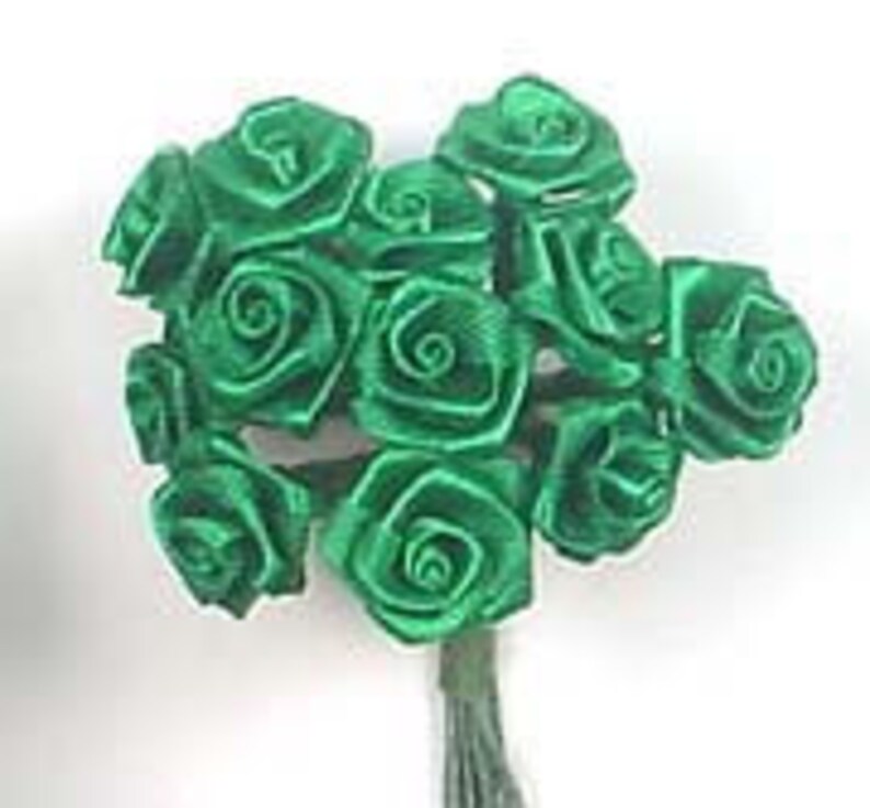 144 Emerald Green 1/2 Ribbon Rose Craft Flowers Wedding Etsy