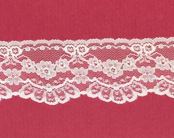 10 yds White Scalloped Lace Trim  Fabric Embellishment 2.5" wide