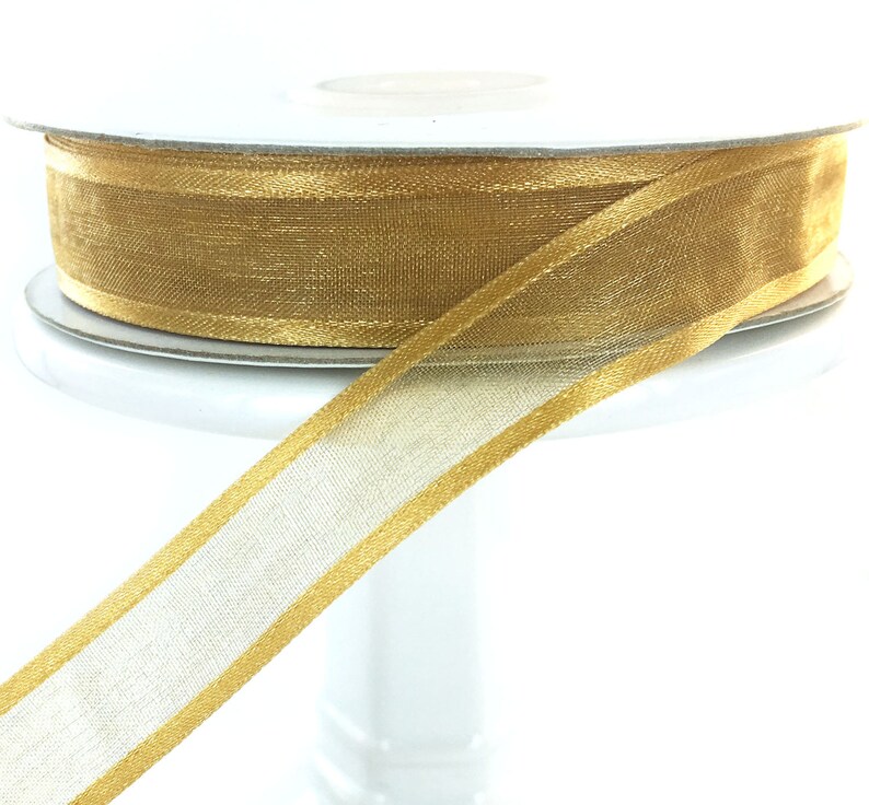 Antique Gold 7/8 Satin Edge Organza Ribbon 25 Yards Etsy