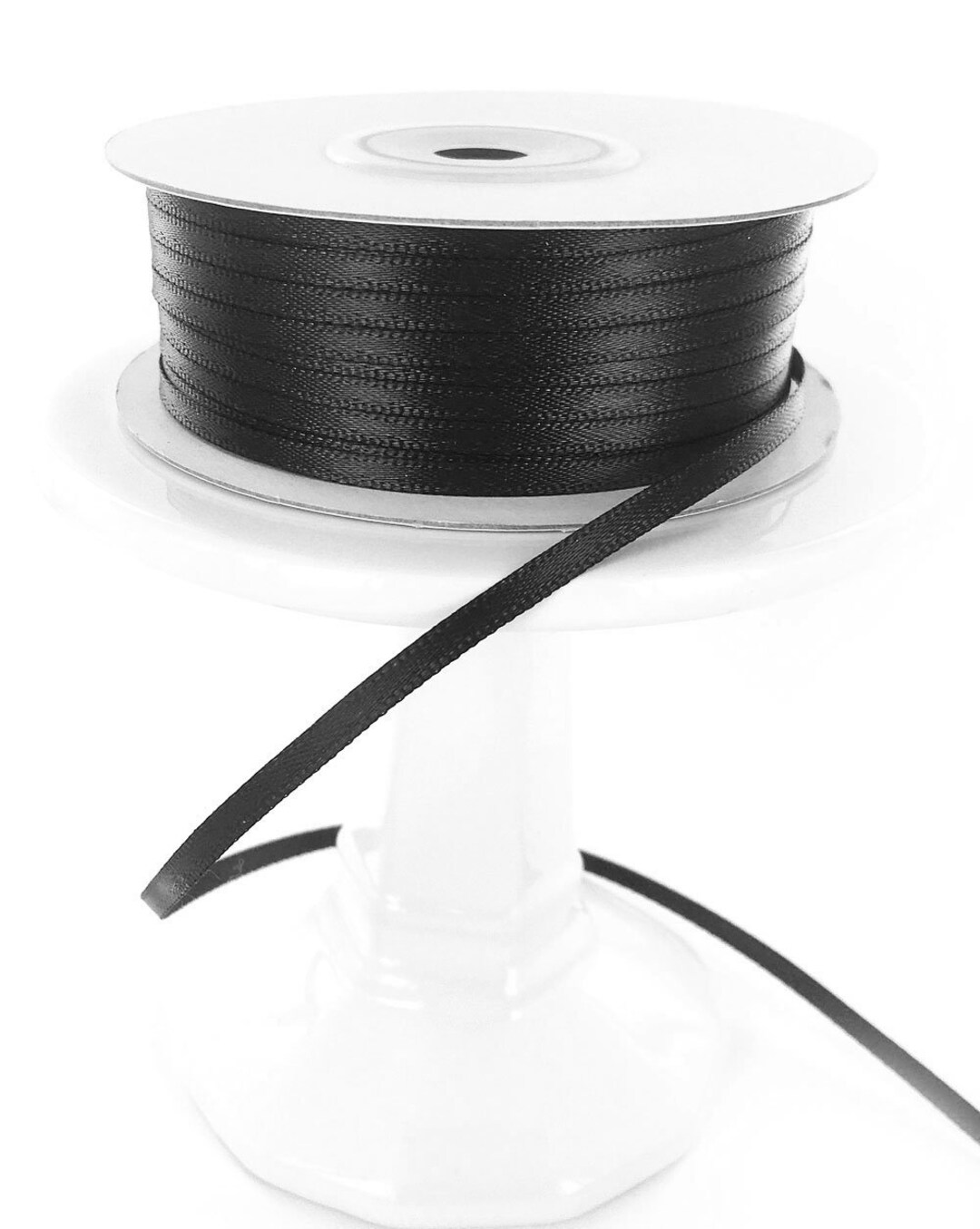 Black 1/16 Satin Ribbon Spool 100 Yards Etsy