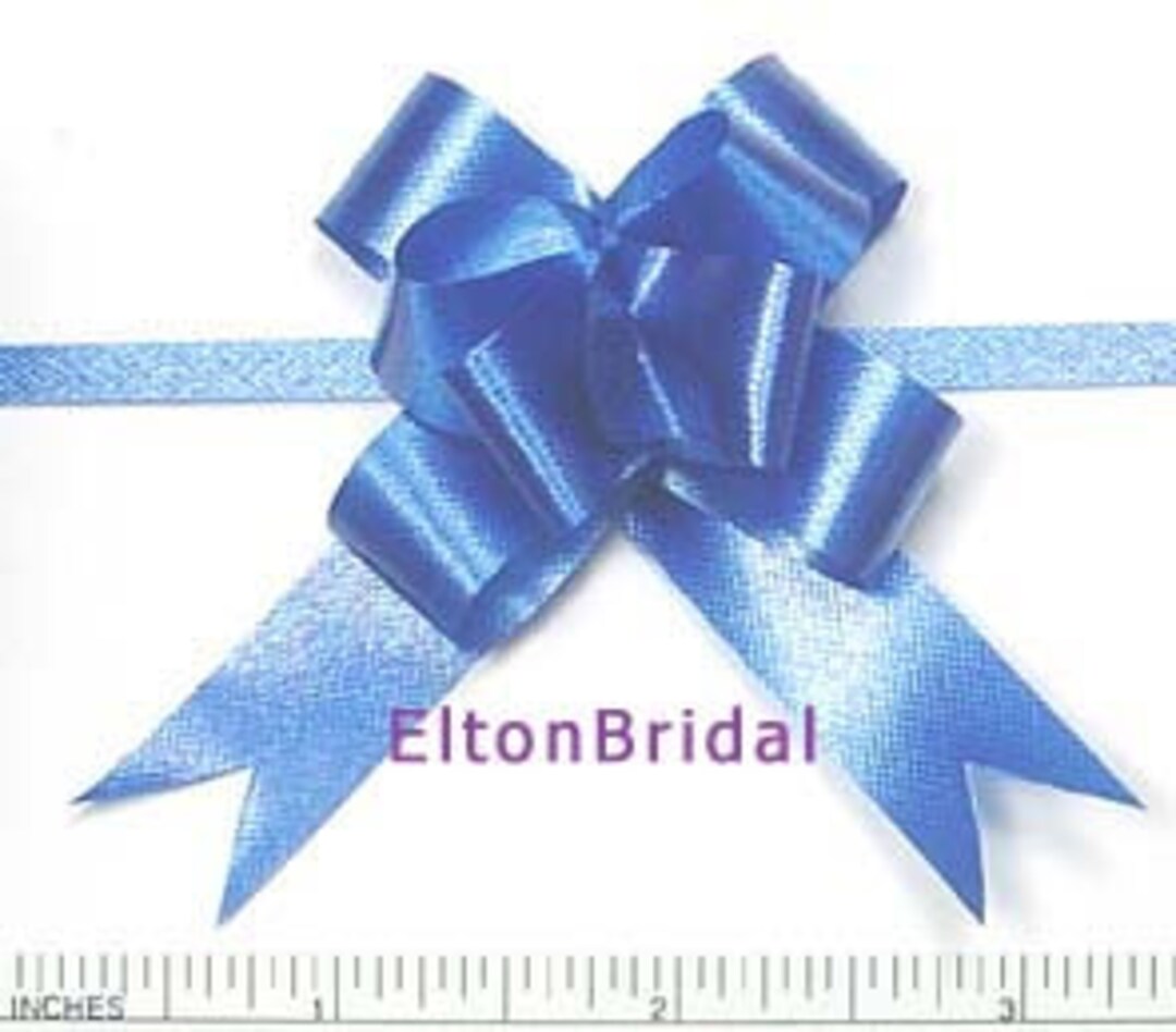 100 Royal Blue Pull String Ribbon Bows Wedding Favors Etsy