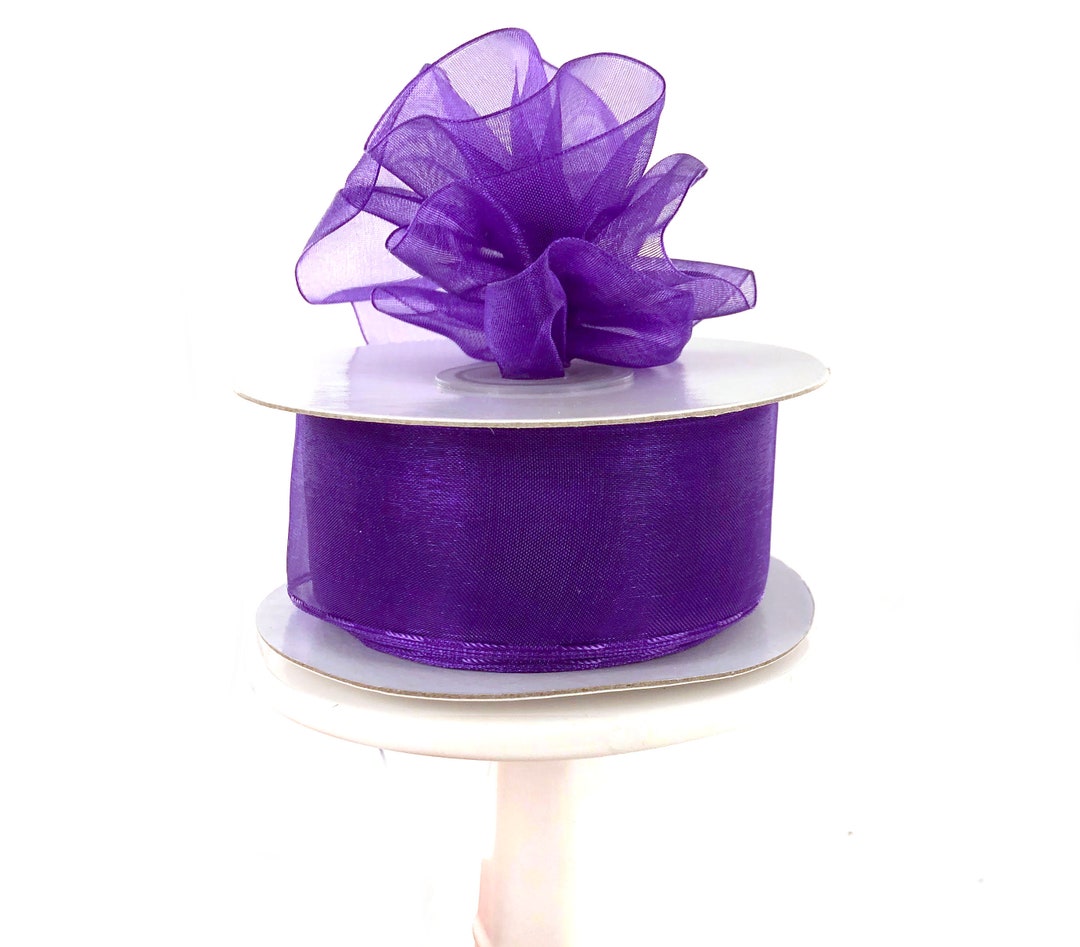 Purple Organza 1.5 38mm Pull String Ribbon Ruffled Etsy