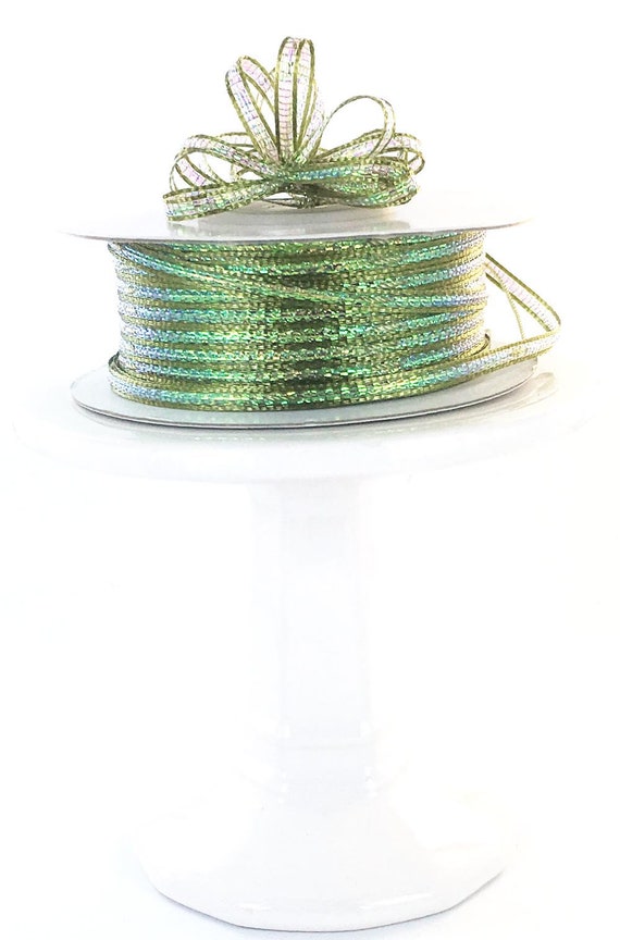 50 yds Iridescent Moss Green 1/8 Pull String Ribbon Etsy