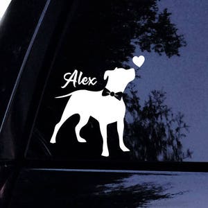 Silhouette Pitbull Decal Sticker Free Name Personalization Pit bull Dog Vinyl Car Decal Laptop Decal Car Window Sticker