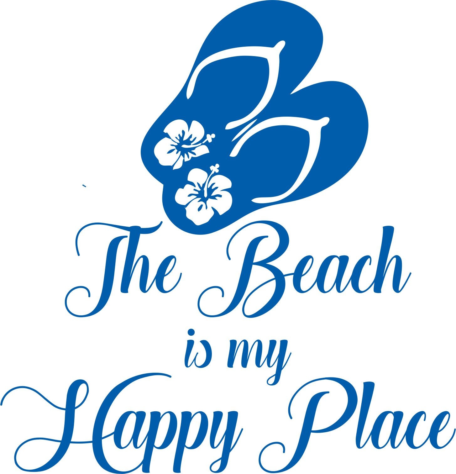 The BEACH Is My Happy Place Decal B Hibiscus Flip Flops Etsy