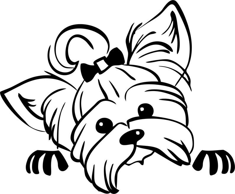 Peeking Head Tilt Yorkie Dog decal Fluffy Yorkshire Yorkie Etsy