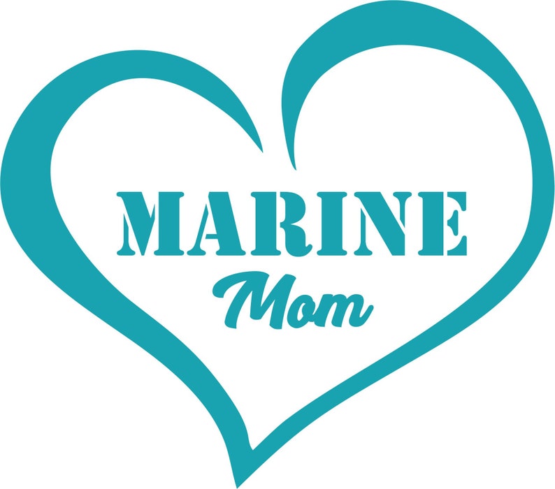 Download Marine MOM Love Decal Sticker Military MOM Heart Vinyl Car ...