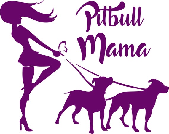 pitbull mama decal lady walking 2 floppy ear pit bull dogs vinyl car decal laptop decal car window sticker