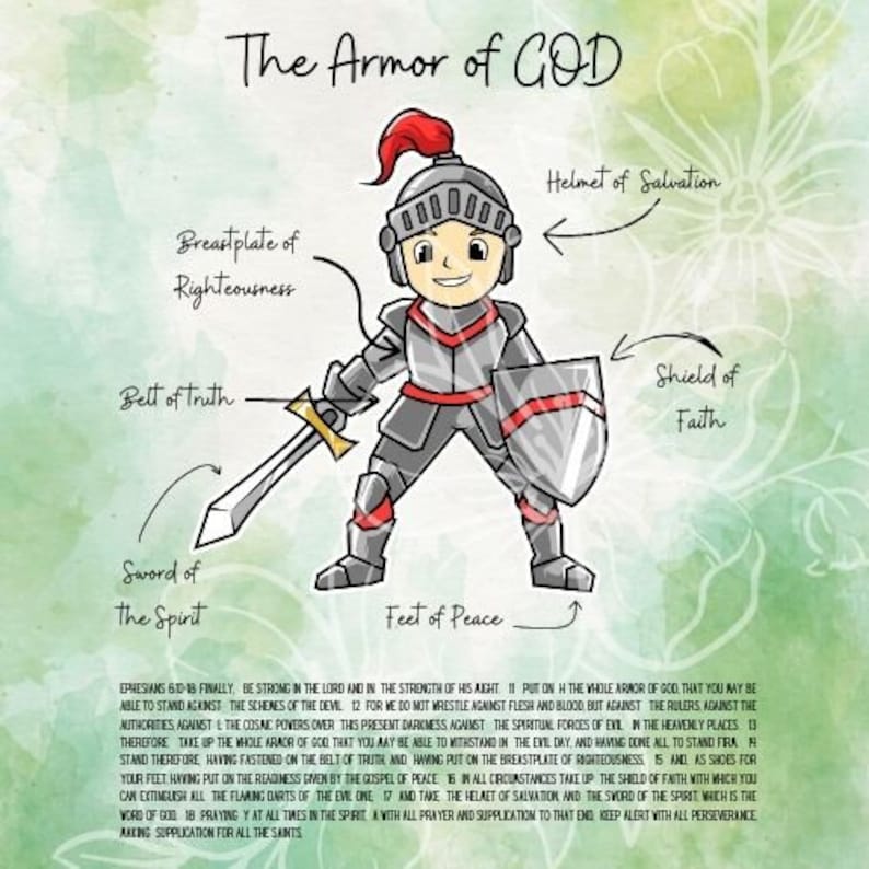 Armor of God Kids Printable Ephesians 6 11x14 Digital Download YOU