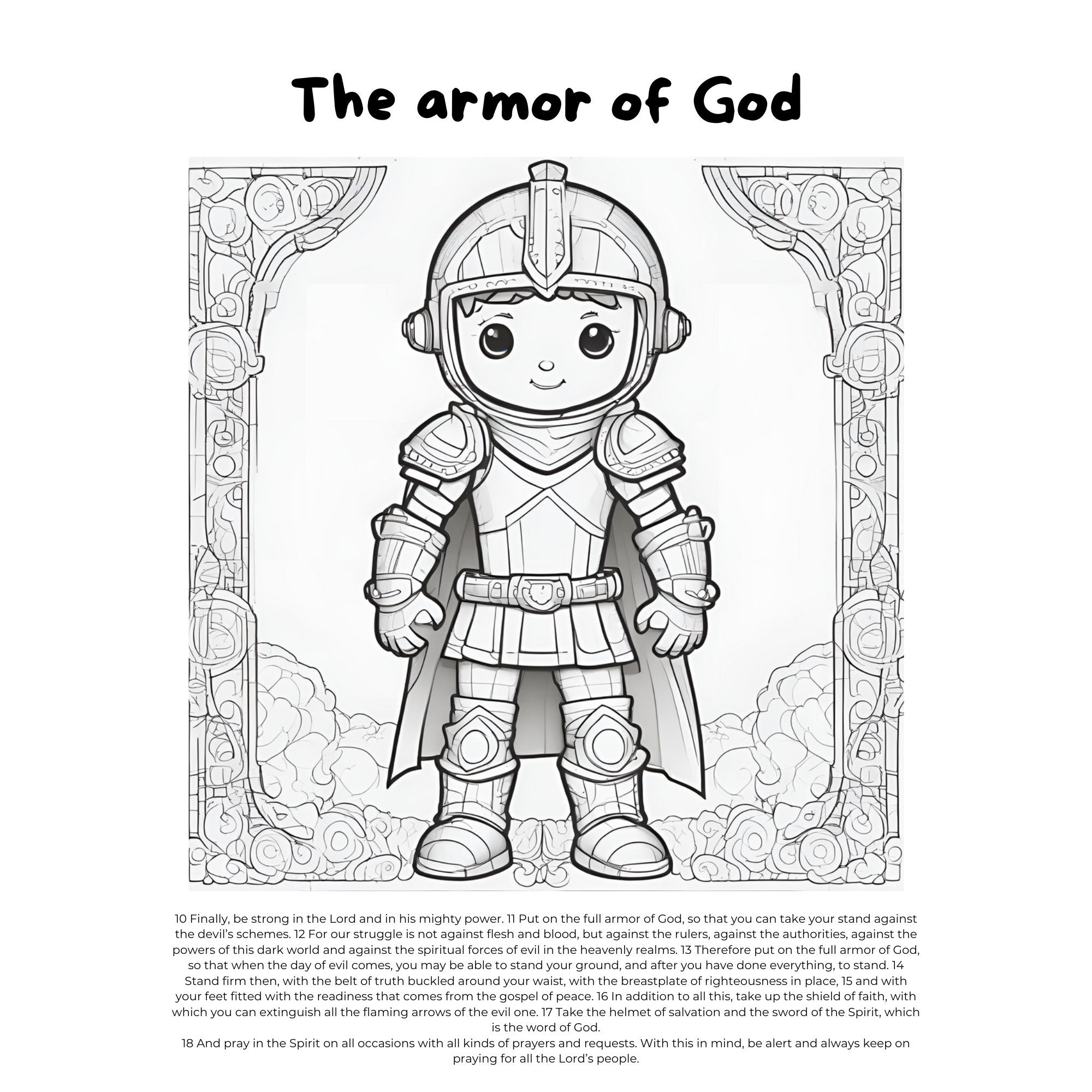 Armor of God Coloring Page for Kids | Printable Bible Activity